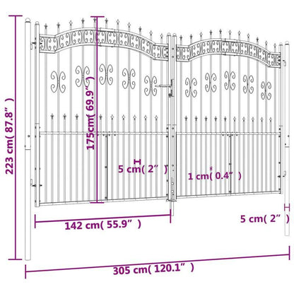 Poort Met Latten – Tuinpoort – Hekwerk – Afsluiting – Toegangspoort – Gepoedercoat Staal – 305x223 Cm – Stevig En Weerbestendig