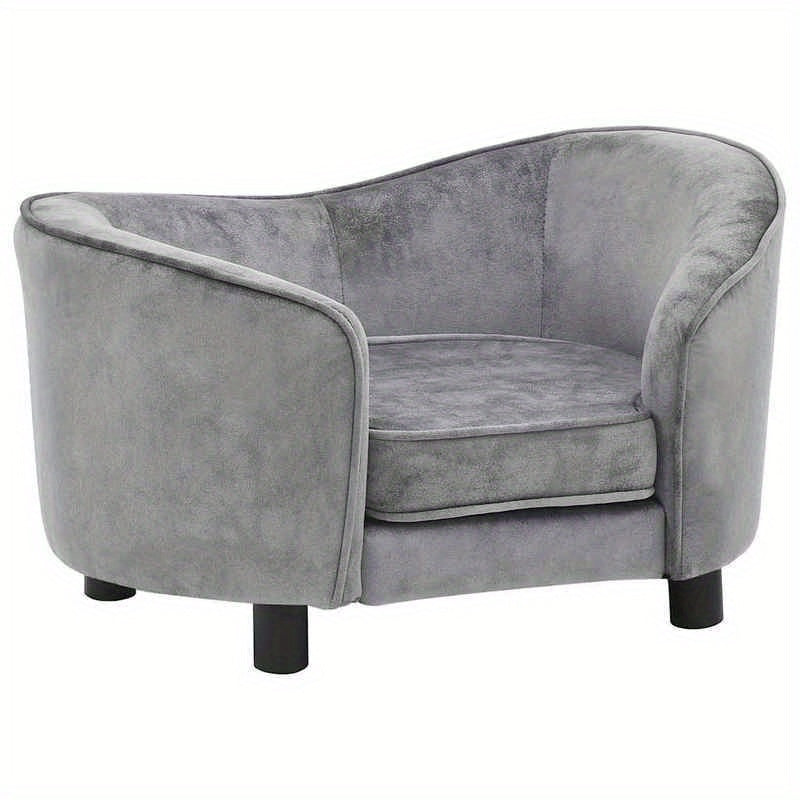 Hondenbankje – Hondenmand – Hondenkussen – Hondenbed – Sofa voor Honden – Grijs – Zacht Polyester – Comfortabele Vulling – Duurzaam – 69x49x40 cm