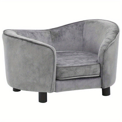 Hondenbankje – Hondenmand – Hondenkussen – Hondenbed – Sofa voor Honden – Grijs – Zacht Polyester – Comfortabele Vulling – Duurzaam – 69x49x40 cm