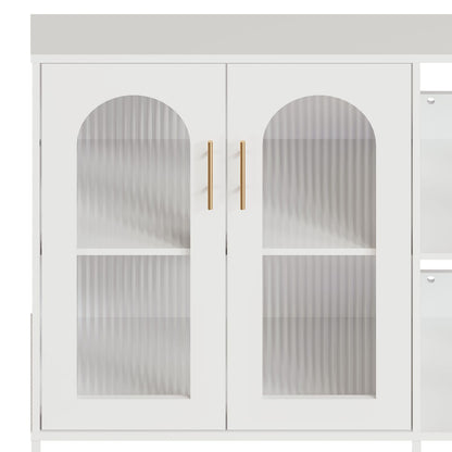 Moderne Sideboard Kast – Opbergkast – Buffetkast – Dressoir – Accentkast – Wit – Hardhout en Metaal – Compact & Stevig