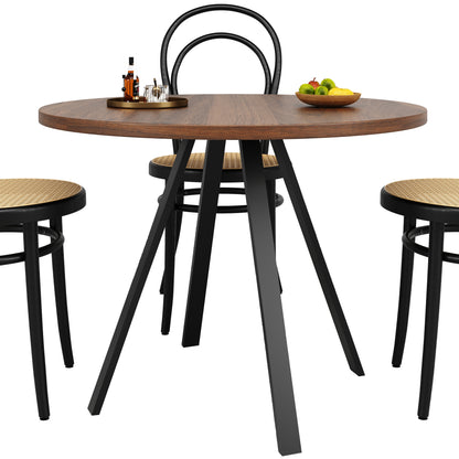 BTM Round Dining Table (80×80×75 Cm) with Wood-Optic And Metal Frame, Modern Round Table for Dining Area, Kitchen And Living Room, Stable Living Room Table in Walnut Color with Black Legs, Space-Saving Round Table for 2-4 P