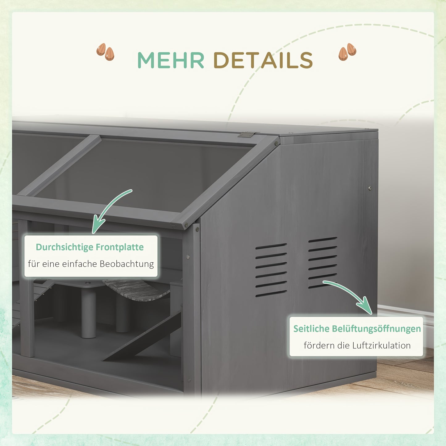 Hamsterkooi – Knaagdierenkooi – Muizenkooi – Gerbilkooi – Kleine Dierenkooi – 100cm Donkergrijs – Open Dak Met Tredebrug & Ladder – Duurzame Plastic Bodem Met Voeder- en Drinkdispenser