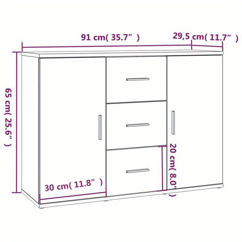 Modern White Sideboard with 3 Drawers & 2 Doors - Hardwood, Minimalist Design, Removable Storage, Perfect for Living Room or Bedroom, Living Room Furniture, Bedroom Storage, Sleek Furniture, Smooth Finish, Contemporary Furnit