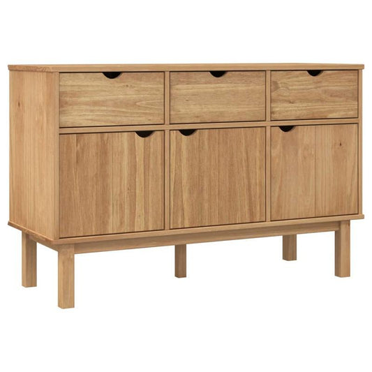 Dressoir – Sideboard – Opbergkast – Buffettafel – Commode – Massief Grenenhouten Kast – 3 Lades & Open Planken – 114x43x73,5 cm – Europees Design – Duurzaam & Montagevrij