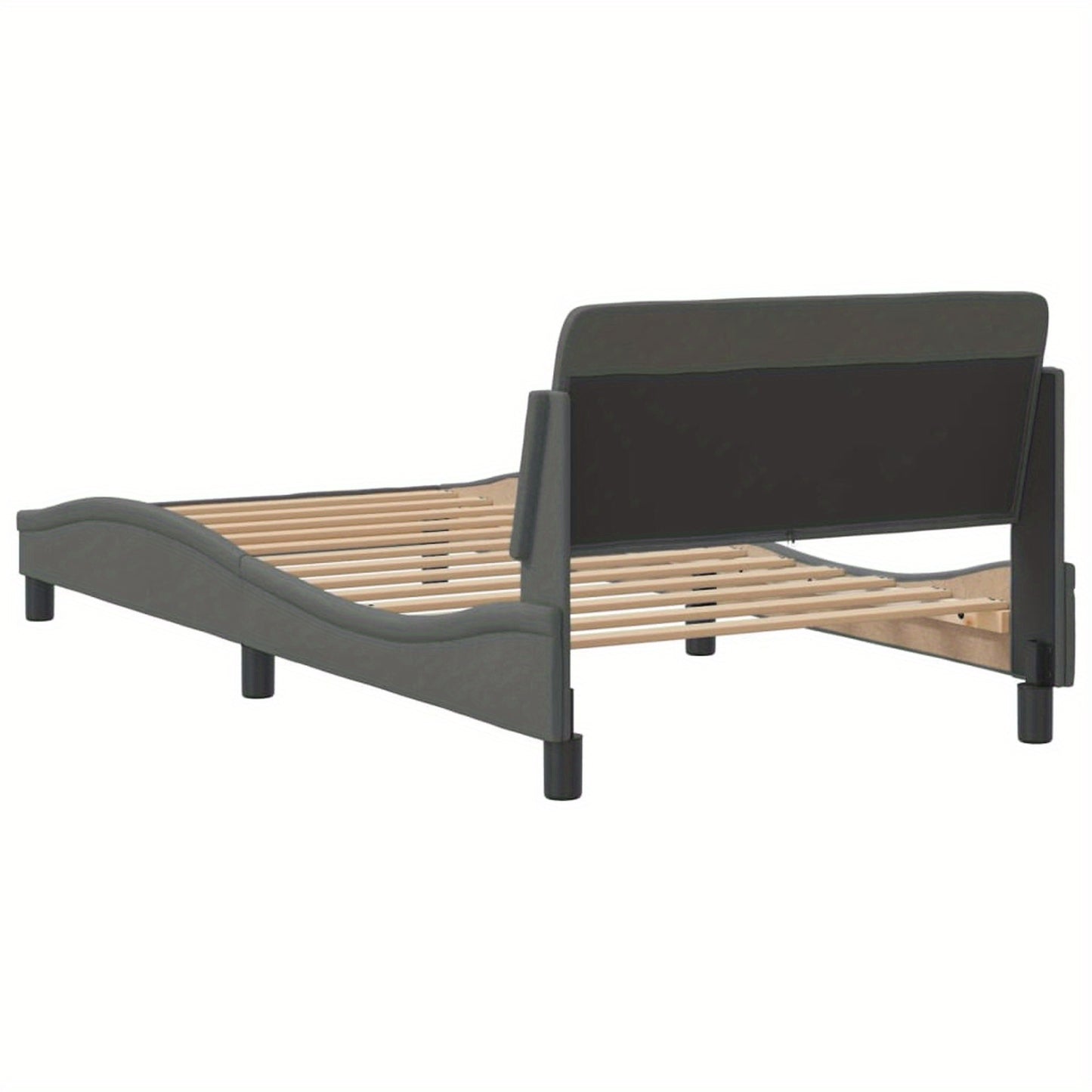 Bed frame without mattress dark grey 100x200 cm fabric with Slat Support Platform Bed Frame Suitable for Mattress Size 100 x 200 cm for Bedroom Style D