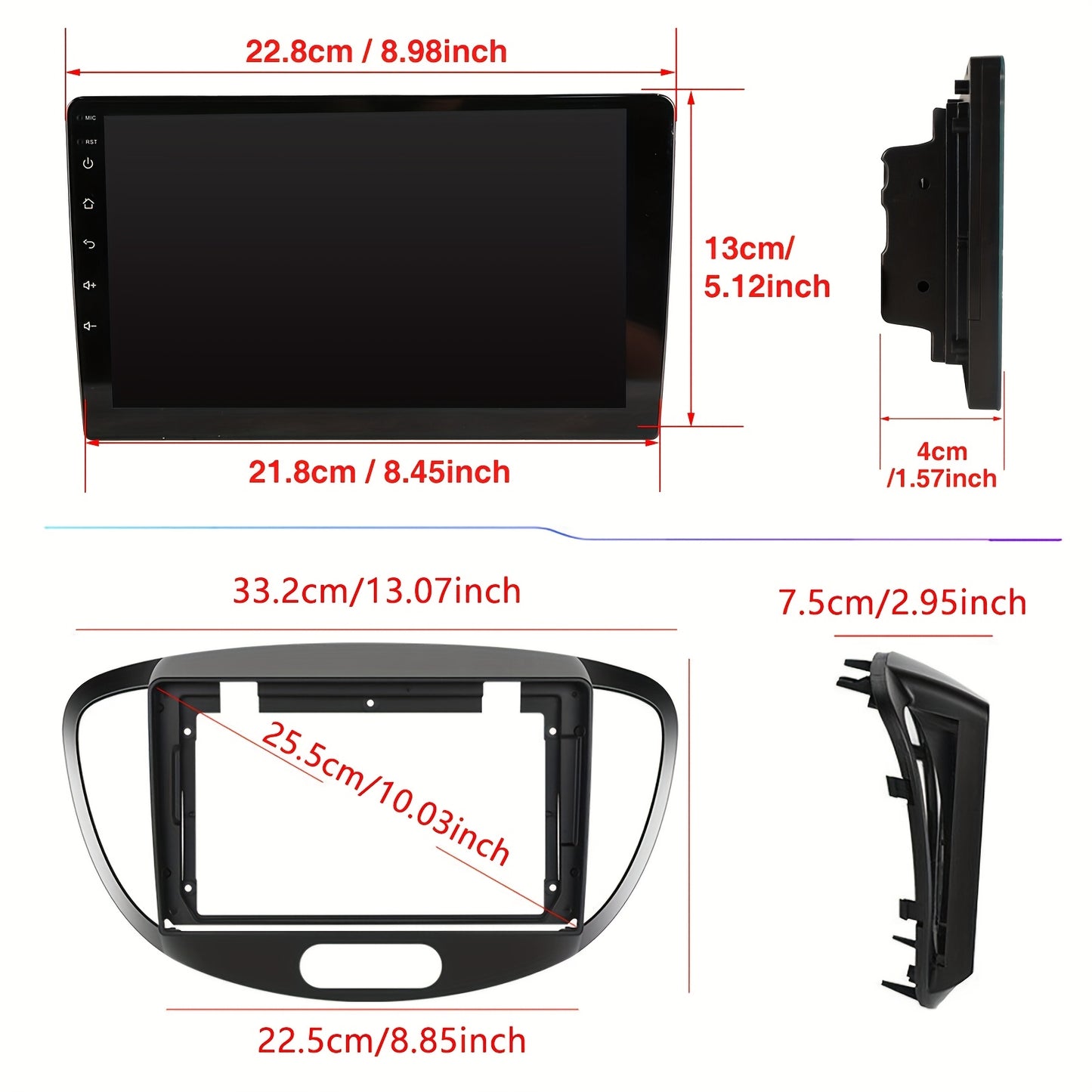Android 15 Autoradio – Inbouwradio – Multimedia Systeem – Touchscreen Radio – Auto Audio – 9 Inch HD Scherm – Draadloos CarPlay & Android Auto