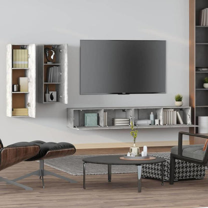 tv meubelset – tv-meubel – wandkast – woonkamermeubel – dressoir – behandeld hout – betongrijs