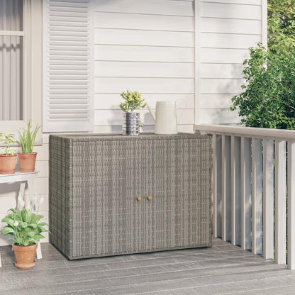 Gartenschrank – Tuinkast – Opbergbox – Buitenbox – Tuinbox – Grijs – 100x55,5x80 cm – Weerbestendig Poly Rattan – Ventilatieopeningen