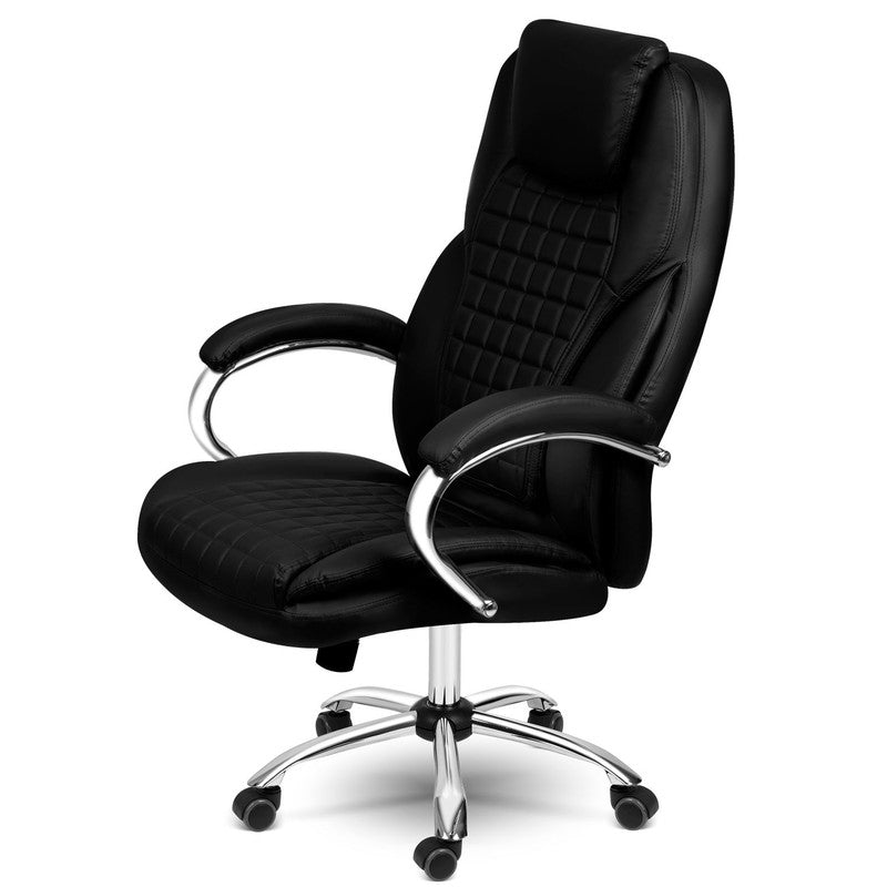 Bureaustoel – Kantoorstoel – Werkstoel – Stoel – Bureaustoel Ergonomisch – Verstelbare Zithoogte – Eco-lederen Rugleuning – SoftSwing Rocking Functie - Zwart