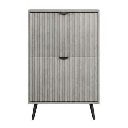 Schoenenkast – Schoenenrek – Opbergkast – Schoenenopberger – Halmeubel – Grijs MDF – 2 Dubbele Klapladen – Compact 60 cm Breed