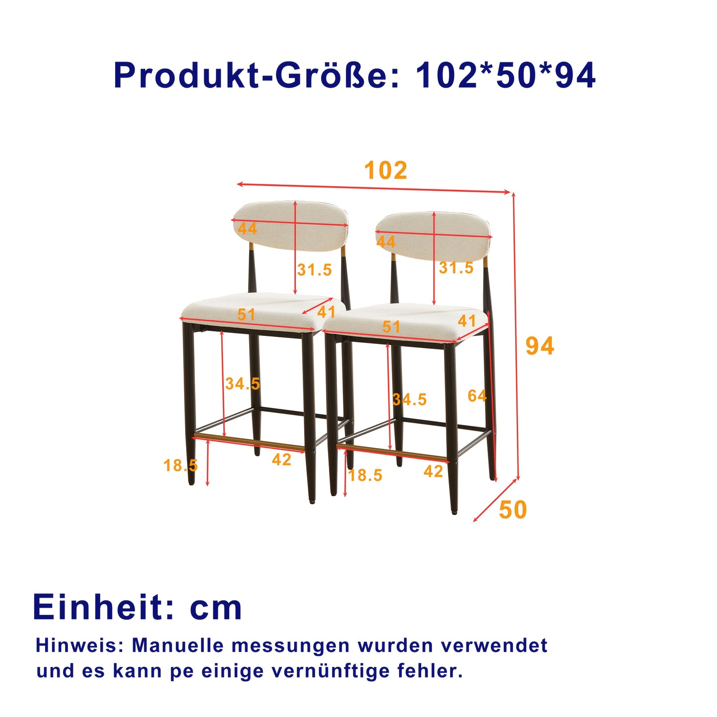 Barkrukken – Barstoelen – Krukken – Keukenstoelen – Zithoeken – Set Van 2 – Franse Landelijke Stijl – Beige Stoffen Bekleding – Metalen Frame – Compact & Comfortabel