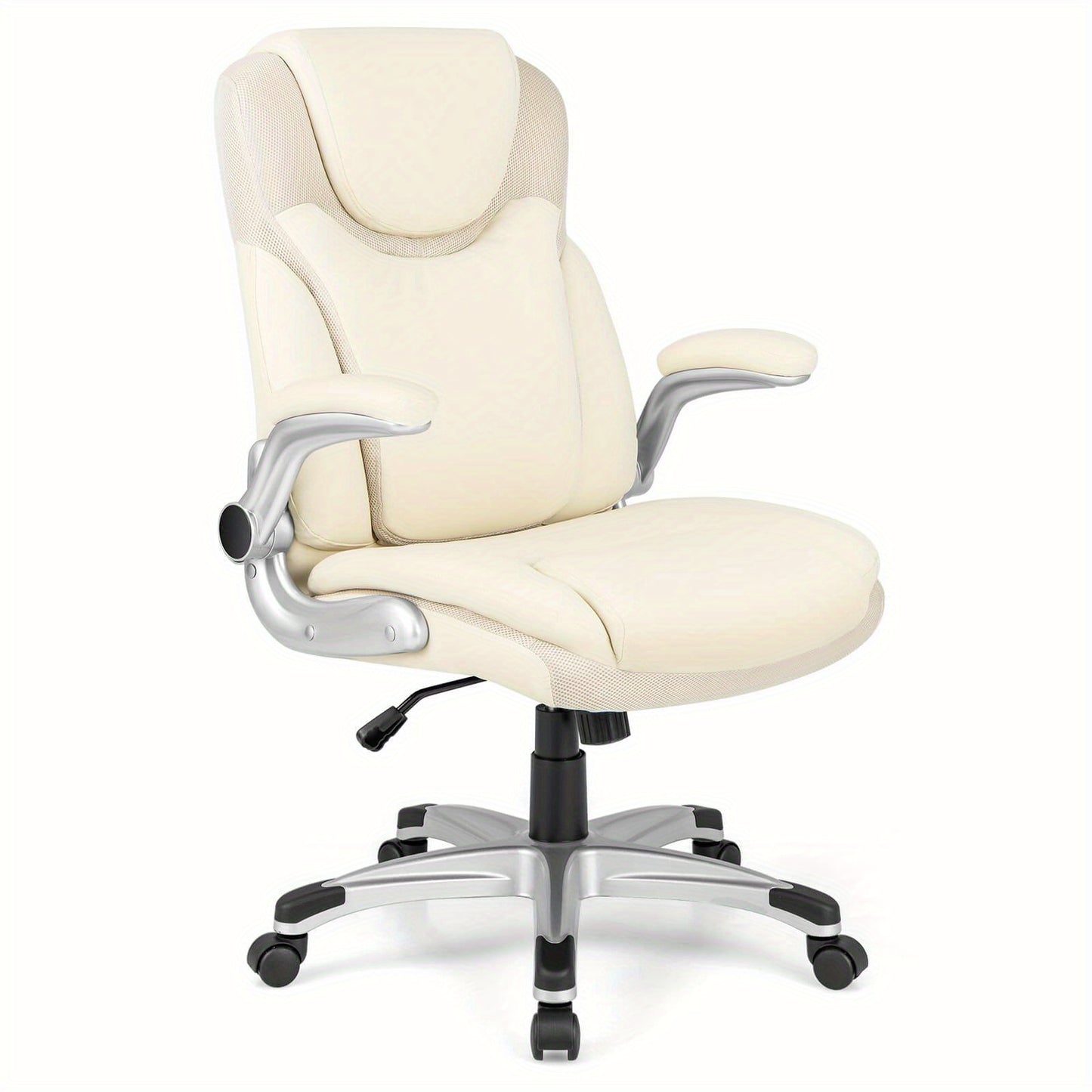Ergonomische Bureaustoel – Kantoorstoel – Werkstoel – Comfortstoel – Bureaumeubelen – Beige – Kantelbare Rugleuning – Verstelbare Zithoogte 49-59 cm