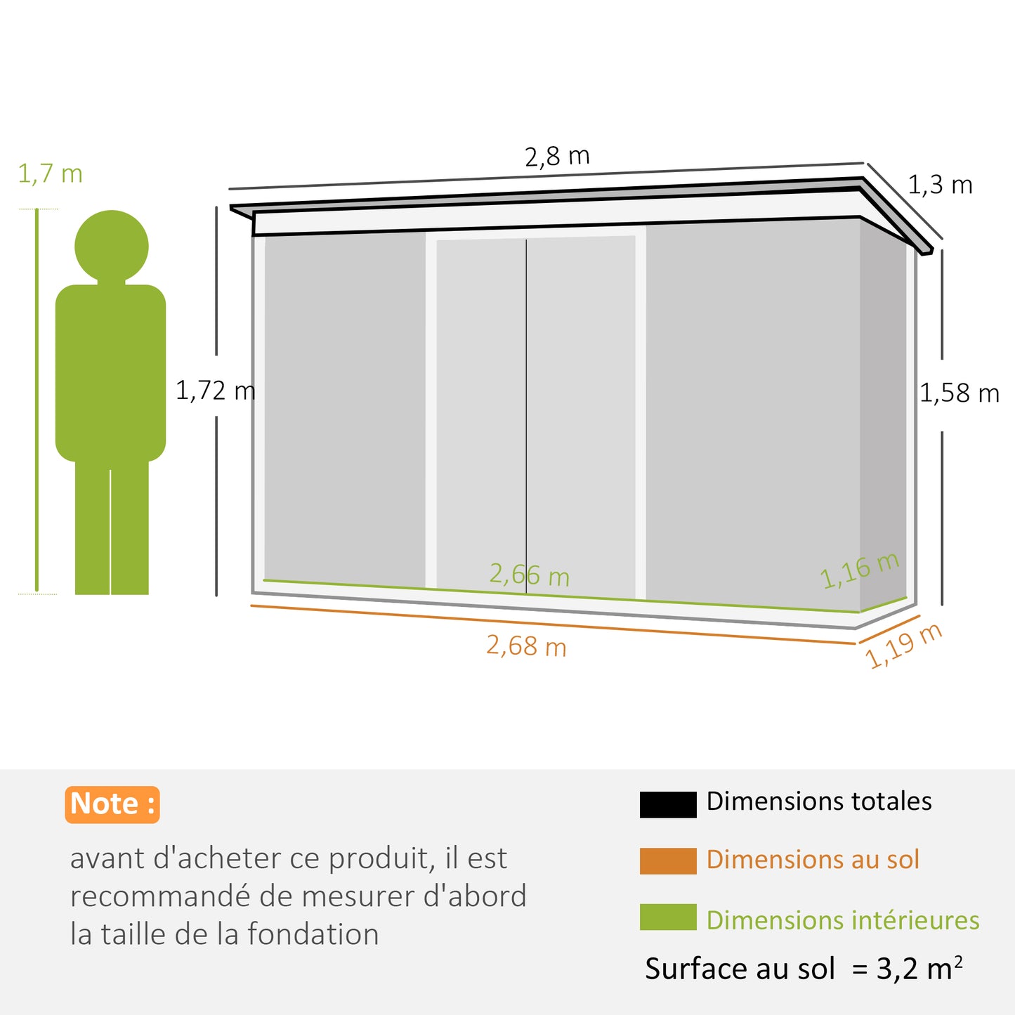 Tuinhuisje – Tuinschuur – Berging – Gereedschapsschuur – Tuinberging – Gegalvaniseerd Staal – Schuifdeuren – 280x130x172 cm – 3,6 m² Opbergruimte