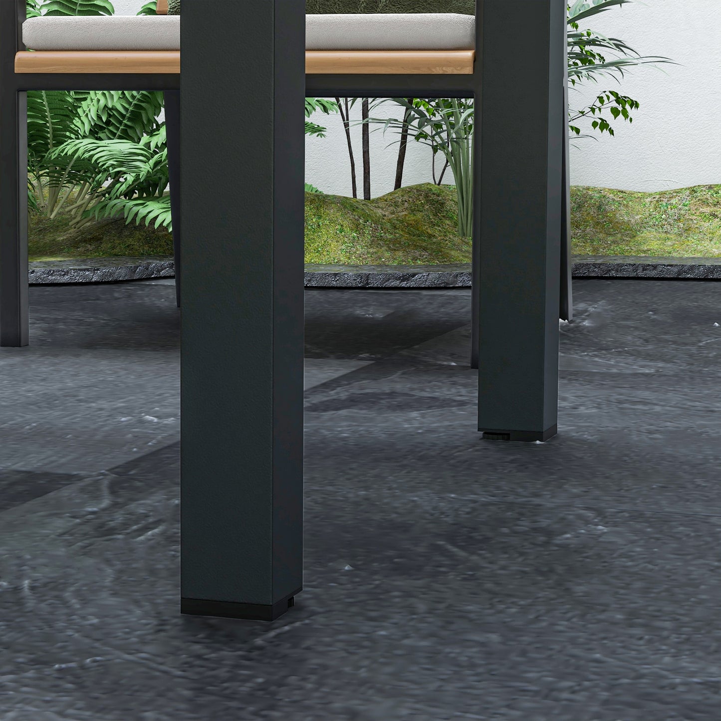 Tuintafel – Uitklapbare Tafel – Uitschuiftafel – Eettafel Buiten – Aluminium Tuinmeubel – Zwart Getemperd Glas – 160x80x75 cm – Weerbestendig Epoxy Frame