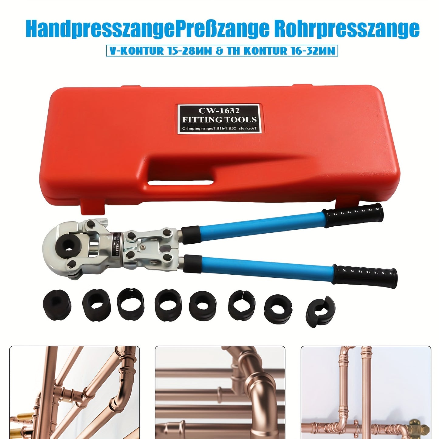 Buizentang – Pijpenklem – Buigtang – Buisschaar – Buizenkniptang – 6-Ton Kracht – 360° Roterende Kop