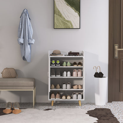 Schoenenkastje – Schoenenrek – Schoenenopberger – Schoenenkast – Schoenendisplay – Uit Massief Hout – Wit – 60x30x92 cm – Voor 12 Paar Schoenen