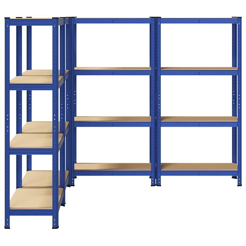 4-laagse Opbergkast – Opbergsysteem – Rek – Plankenkast – Stellingkast – Blauw – Stevig Staal & Engineered Hout – Compact Design