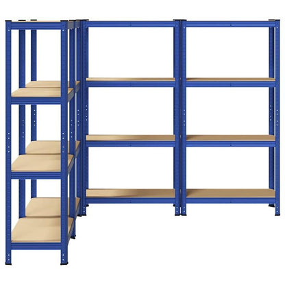 4-laagse Opbergkast – Opbergsysteem – Rek – Plankenkast – Stellingkast – Blauw – Stevig Staal & Engineered Hout – Compact Design