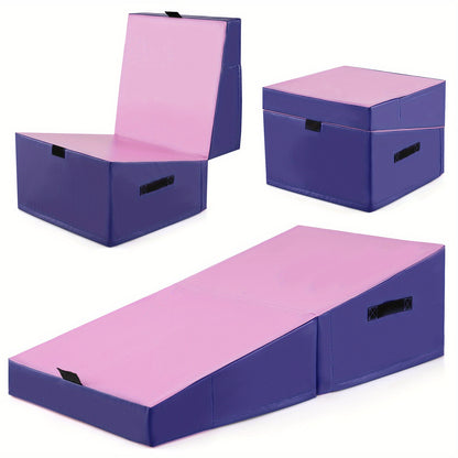 Gymmat – Turnmat – Yogamat – Oefenmat – Fitnessmat – Paars – Vouwbaar Met EPE Schuim – Anti Slip PVC Leer