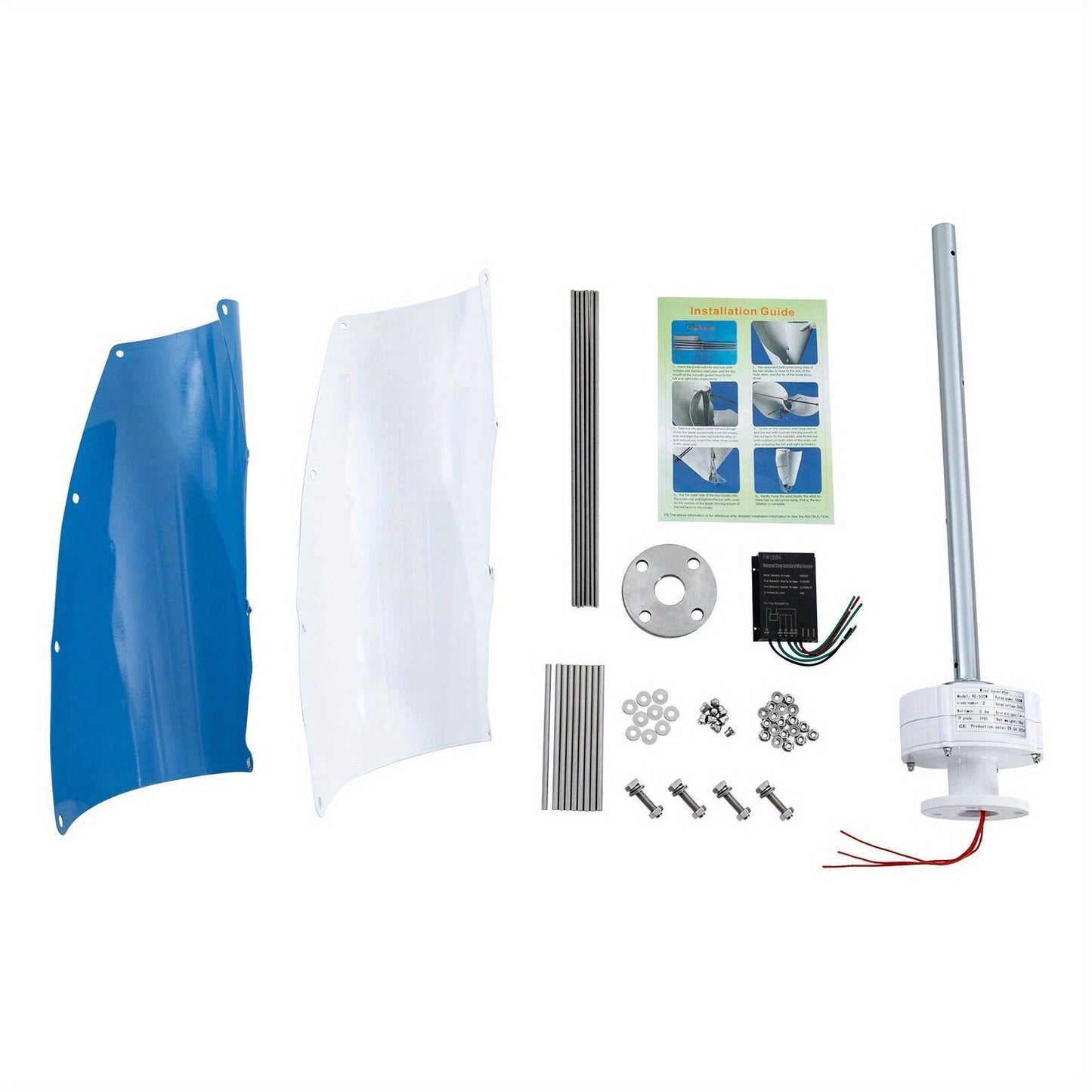 Windmolen – Windturbine – Windgenerator – Tuinsteker – Windspinner – Verticaal – 500W Vermogen – Compact 12V/24V Met Controller