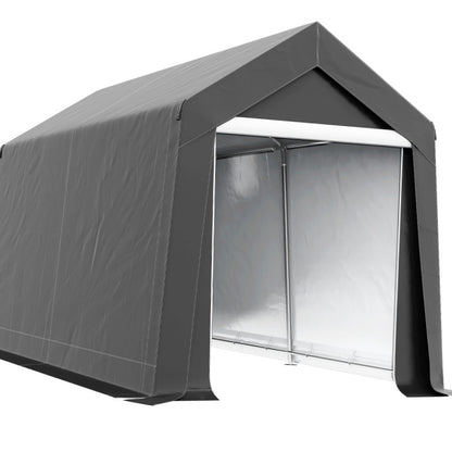 Garagetent – Opslagtent – Carport – Schuurtent – Garage Shelter – Waterafstotende Folie – Ritssluiting Deur – 2,1x3,6x2,35 m – Donkergrijs