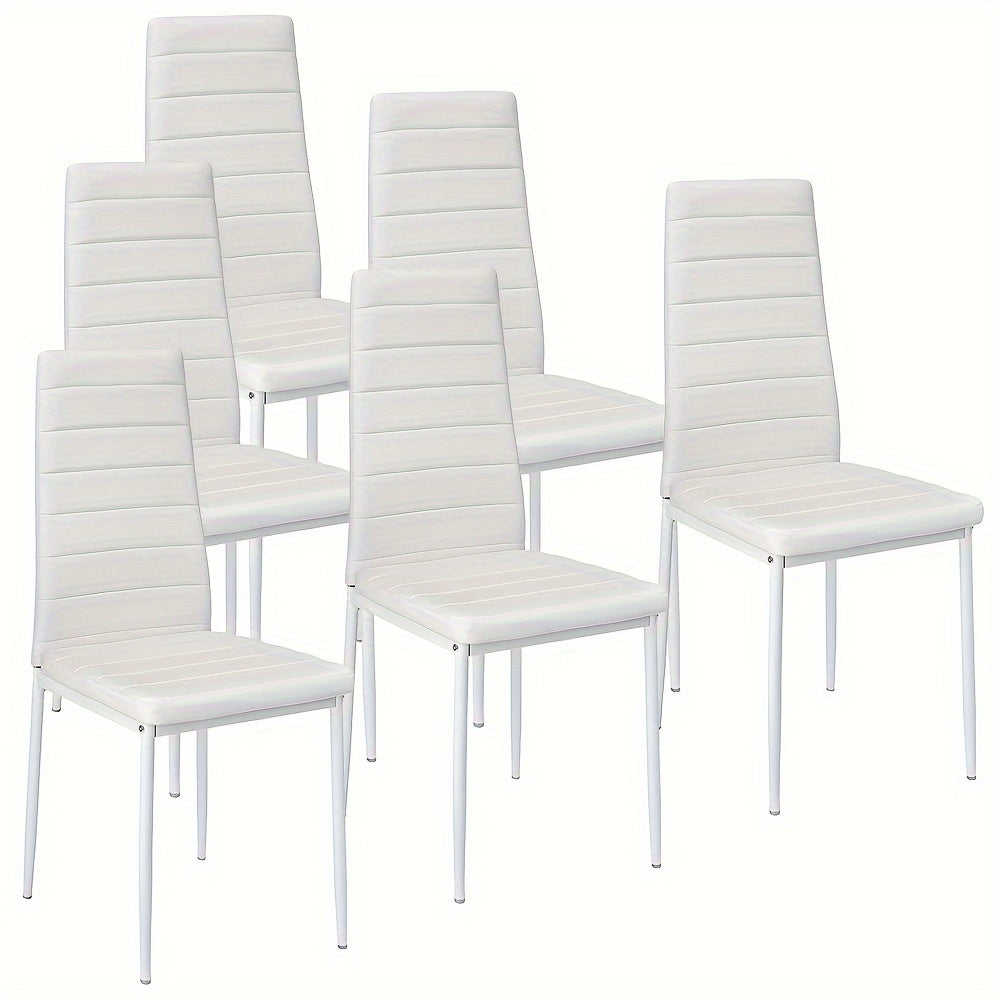 Eetkamerstoelen Set – Stoelen – Dining Chairs – Vergaderstoelen – Keukenstoelen – 6 Stuks – Kunstleren Bekleding – Ergonomische Zitting 45 cm – Krasbestendig – Metalen Frame