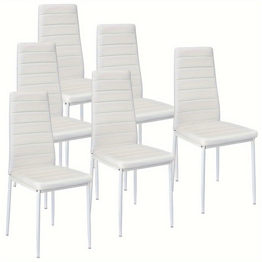 Eetkamerstoelen Set – Stoelen – Dining Chairs – Vergaderstoelen – Keukenstoelen – 6 Stuks – Kunstleren Bekleding – Ergonomische Zitting 45 cm – Krasbestendig – Metalen Frame