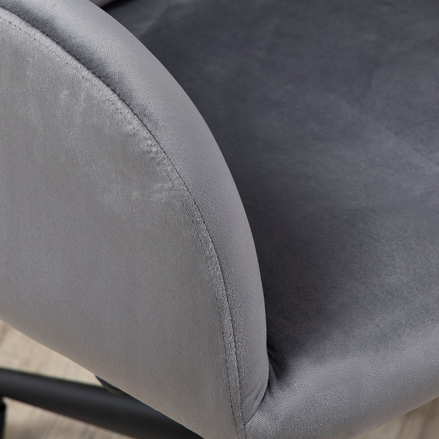 Draaifauteuil – Draaistoel – Bureaustoel – Loungefauteuil – Relaxstoel – Verstelbare Zithoogte – Fluwelen Armleuningen – Grijs – Metaal – Max 120 Kg