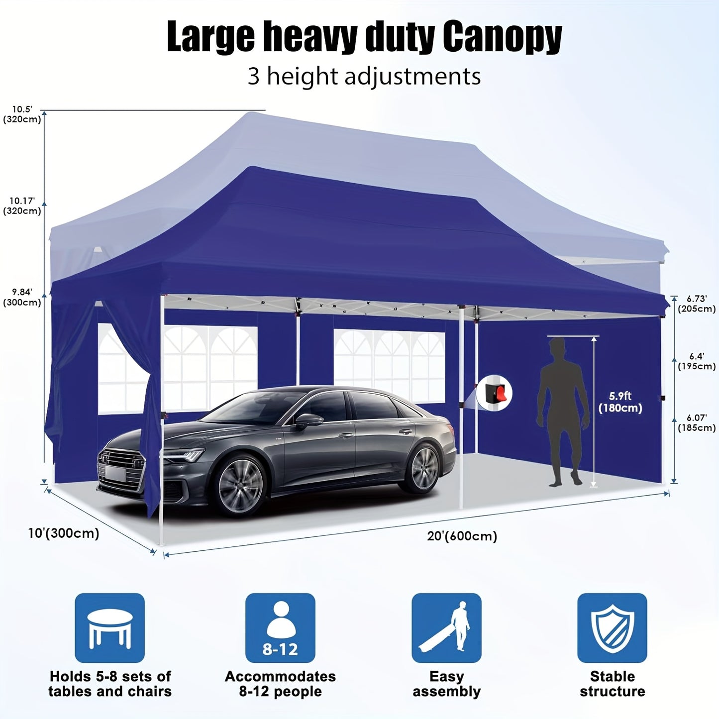 Partytent – Tuinkamer – Overkapping – Feesttent – Pagodetent – 3x6 Meter – Afneembare Zijwanden