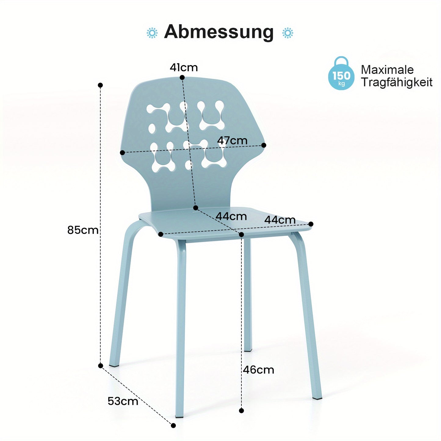 GOFLAME 4-Person Metal Dining Chair Set - Modern Knitted Backrest & Metal Legs, Armless Elegant Design for Kitchen, Dining Room & Living Room, Blue, Dining Room Furniture, Elegant Dining Chair, Knitted Texture