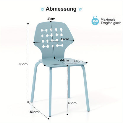 GOFLAME 4-Person Metal Dining Chair Set - Modern Knitted Backrest & Metal Legs, Armless Elegant Design for Kitchen, Dining Room & Living Room, Blue, Dining Room Furniture, Elegant Dining Chair, Knitted Texture