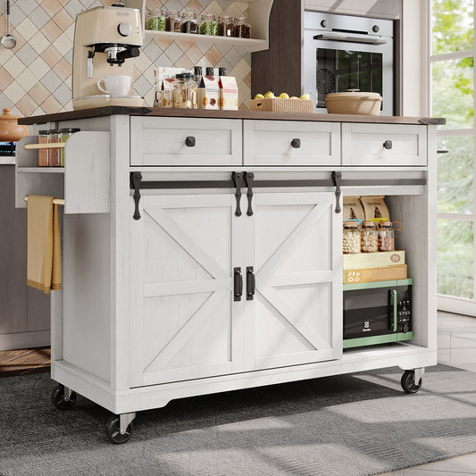 Keukenwagen – Keukentrolley – Serveerwagen – Keukenmeubel – Werkbank – Uitschuifbaar Werkblad 140 cm – Stevig MDF en Metaal – Wielen met Remmen