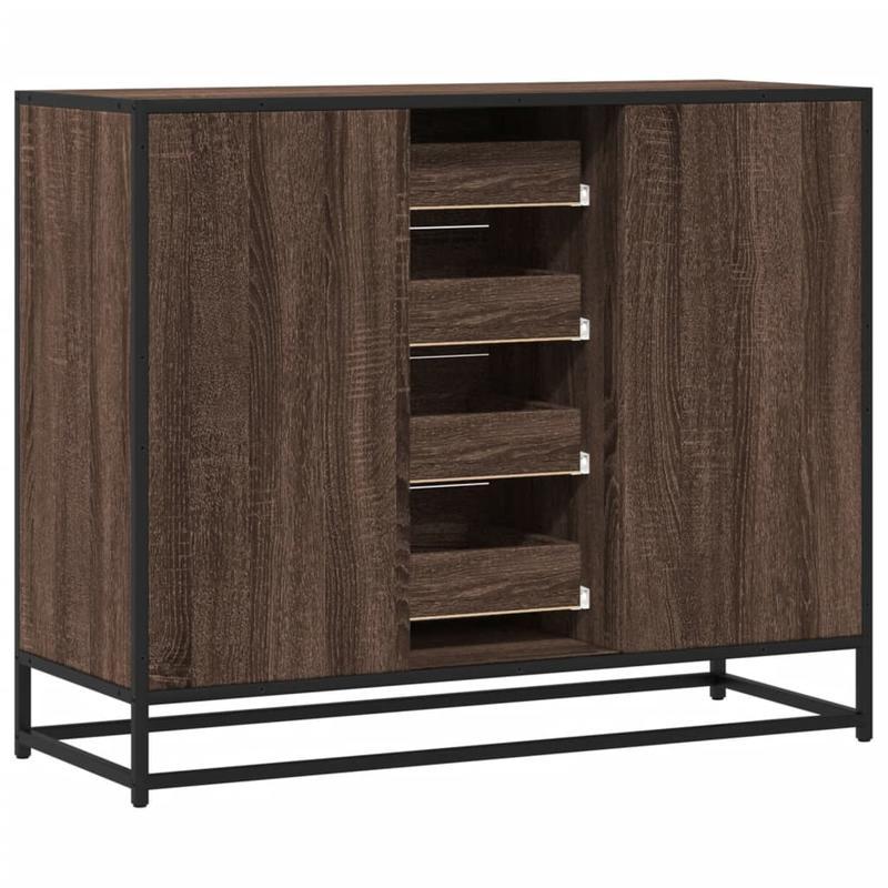 Modern Contemporary Sideboard Cabinet 92x35x76cm - Hardwood & Particle Board, 3 Drawers, 2 Doors, Removable Shelves, No Assembly Required, Floor-Standing Storage for Living Room, Bedroom, Office, Cabinet Storage, Bedroom Orga