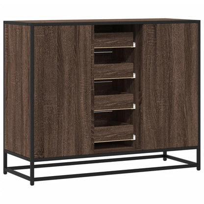 Modern Contemporary Sideboard Cabinet 92x35x76cm - Hardwood & Particle Board, 3 Drawers, 2 Doors, Removable Shelves, No Assembly Required, Floor-Standing Storage for Living Room, Bedroom, Office, Cabinet Storage, Bedroom Orga