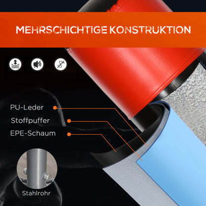 Bokszak – Staande Bokszak – Bokspaal – Boksbal – Boksmachine – Verstelbare Hoogte 158-186 cm – Robuuste Basis Zand/Water Vulbaar
