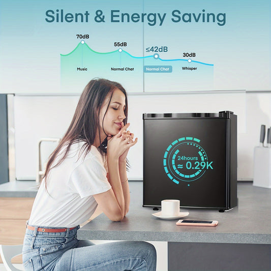 Mini Koelkast – Minibar – Tafelmodel – Drankkoelkast – Minikoelkast – 46 Liter Inhoud – Ingebouwd Vriesvak – Omkeerbare Deur – 7 Temperatuurstanden – Energielabel E – Stil 42 dB – Verstelbare Pootjes – Zwart