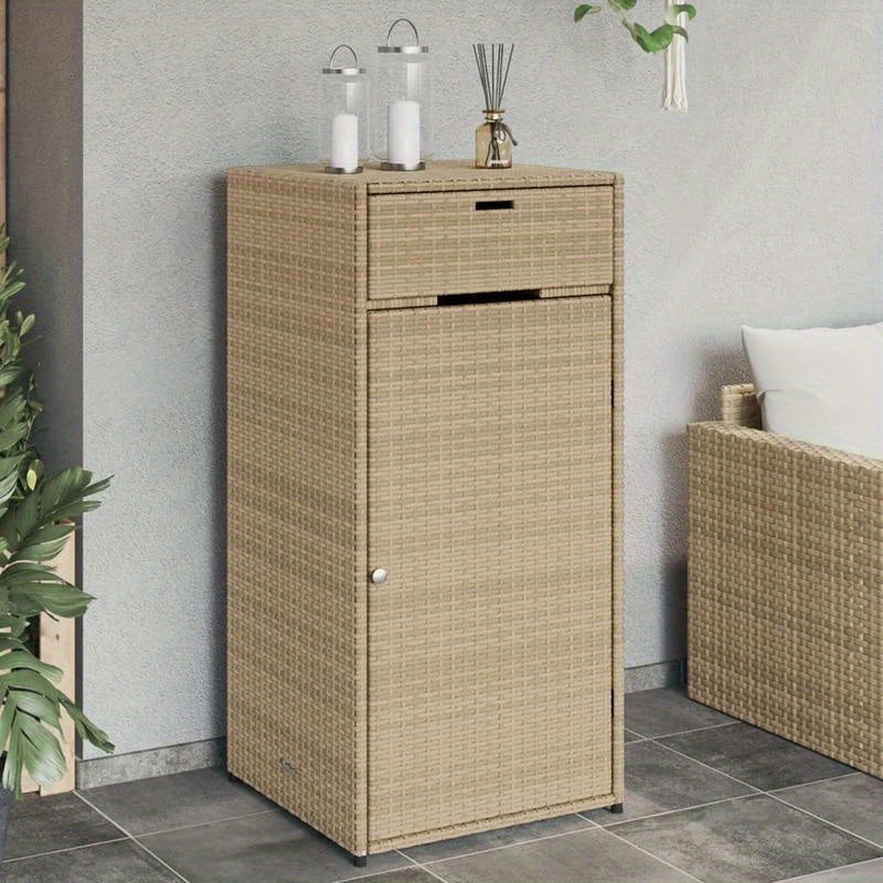 Tuinkast 55x55x111cm poly rattan beige, Box,Cabinet,Rack for Storage, Veranda Storage, Garage Storage, Contemporary Storage Solution, Weatherresistant Cabinet, Rattanstyle Cabinet, Diy Organizers, Homeowners