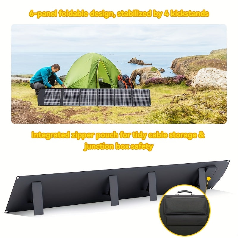 Draagbaar Zonnepaneel – Opvouwbaar Solar Charger – Mobiele Solar Generator – Outdoor Zonnepaneel – Camping Zonnepaneel – 200W Vermogen – USB-C PD3.0 & USB-A QC3.0 – Lichtgewicht Met Kickstand