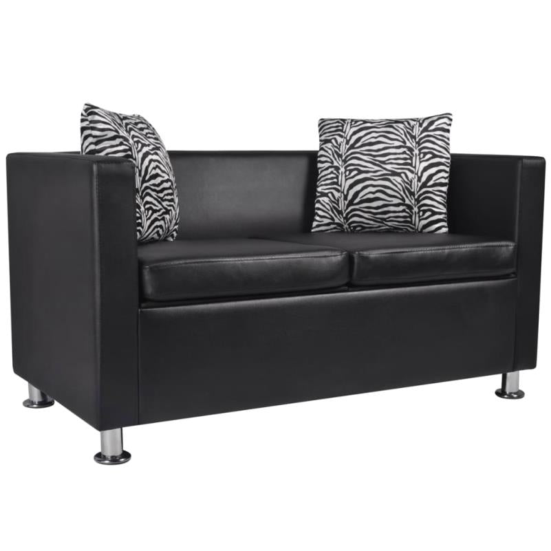 Zwarte Sofa Set – Bankstel – 3-Zits Bank – 2-Zits Bank – Kunstleren Bank – Modern Design – Comfortabele Schuimvulling – Onderhoudsvriendelijk