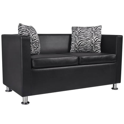 Zwarte Sofa Set – Bankstel – 3-Zits Bank – 2-Zits Bank – Kunstleren Bank – Modern Design – Comfortabele Schuimvulling – Onderhoudsvriendelijk