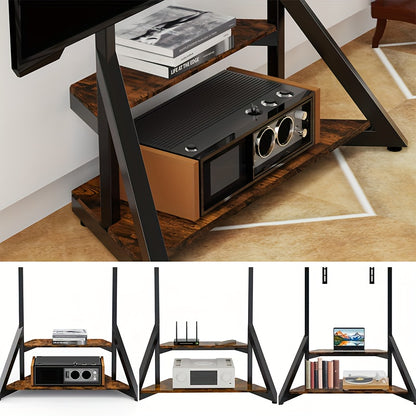 TV Meubel – TV Kast – TV Standaard – TV Dressoir – TV Plank – Industrieel Design – Verstelbare Hoogte 122-145 cm – Max Belastbaarheid 80 kg