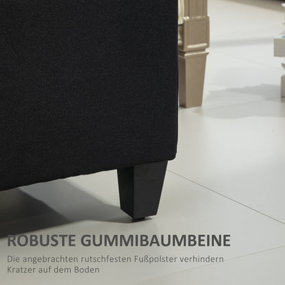 Opbergbank – Zitbank – Opbergbox – Halbank – Opbergruimte – Gestoffeerd Zwart – Polyester Linnen Look – 100x40x44 cm – Rubberen Houten Poten