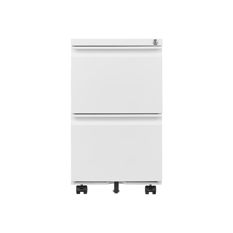 Ladeblok – Archiefkast – Rolcontainer – Ladenkast – Opbergbureau – Mobiel Met Metaal – Met Slot – Onder Bureau – 2 Lades – Wit – Verrijdbaar – Geen Montage