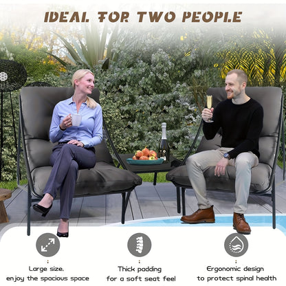 Balkonset – Balkonmeubelset – Tuinmeubelset – Bistroset – Loungeset – Compact Ontwerp – Weerbestendig Staal Met Glazen Tafelblad – Diepgrijs