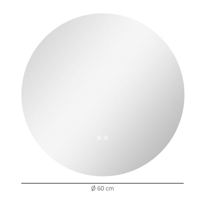 Badkamerspiegel – Spiegel – LED Spiegel – Verlichte Spiegel – Ronde Spiegel – Wit – Kleurwisselend LED Licht – Anti-Fog Functie – Ø 60 cm – IP44 Waterbestendig