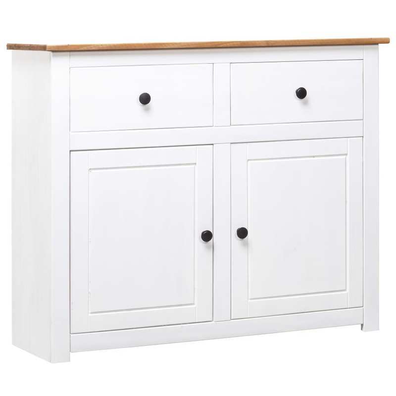 Sideboard – Dressoir – Opbergkast – Kast – Wit – Massief Dennenhout – Verwijderbare Opbergboxen – 93x40x80 cm – Praktisch & Stijlvol