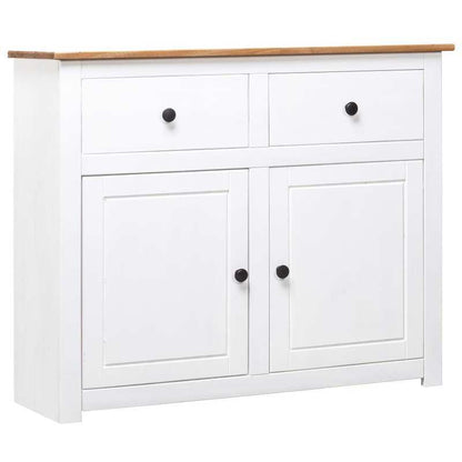 Sideboard – Dressoir – Opbergkast – Kast – Wit – Massief Dennenhout – Verwijderbare Opbergboxen – 93x40x80 cm – Praktisch & Stijlvol