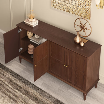 Dressoir – Sideboard – Buffetkast – Opbergkast – Kast – Mid-Century Modern – 4 Deuren & Wijnrek – Hoogwaardig Houtvezelplaat – Vrijstaand & Ruime Opbergruimte 3,2+ Kubieke Voet