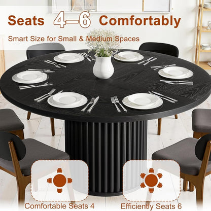 Ronde Eettafel – Eettafel Rond – Keukentafel – Eetkamertafel – Tafel Rond – 120 cm Diameter – MDF Tafelblad – Mat Zwart Metalen Onderstel