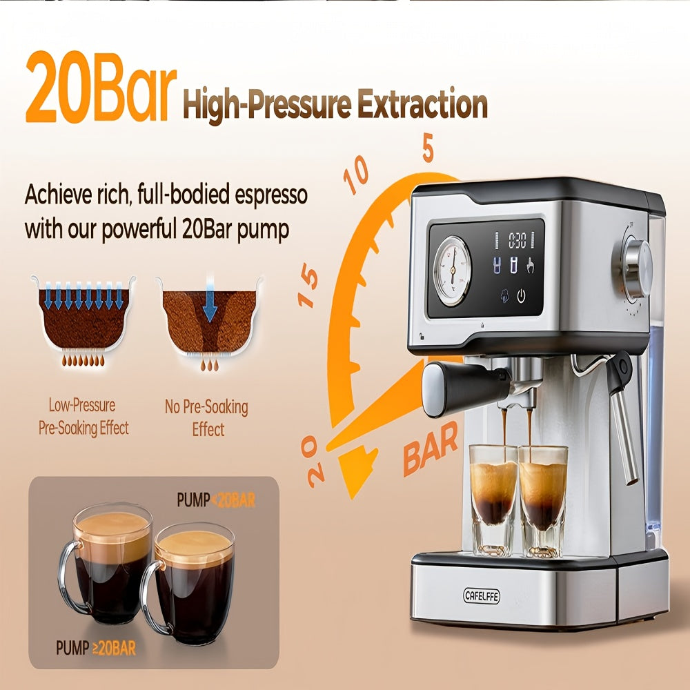 Espressomachine – Koffiezetapparaat – Espressoapparaat – Latte Macchiato Maker – Cappuccino Machine – 20 Bar Pompdruk – LCD Touchscreen Met Melkopschuimer